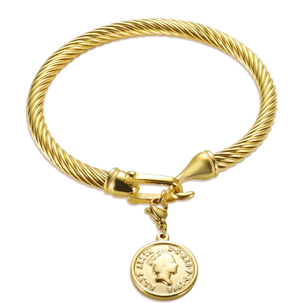 Элегантный браслет из нержавеющей стали с бриллиантовым акцентом и невыцветающей пряжкой в форме подковы