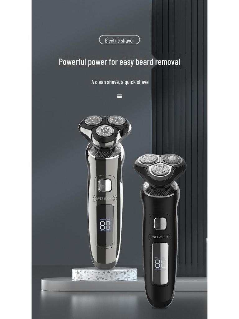 Многофункциональная электробритва: Интеллектуальный ЖК-дисплей, мужская бритва 3 в 1, триммер для носа, моющаяся конструкция