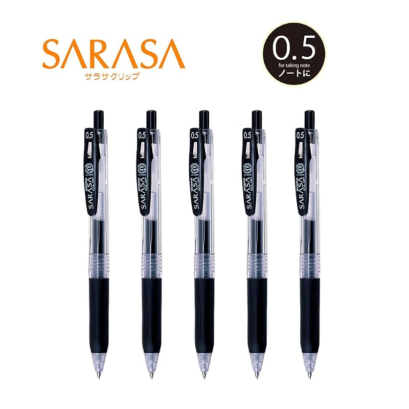 Гелевая шариковая ручка Zebra Sarasa Clip 0,5 мм, черная, упаковка 5 шт. P-JJ15-BK5