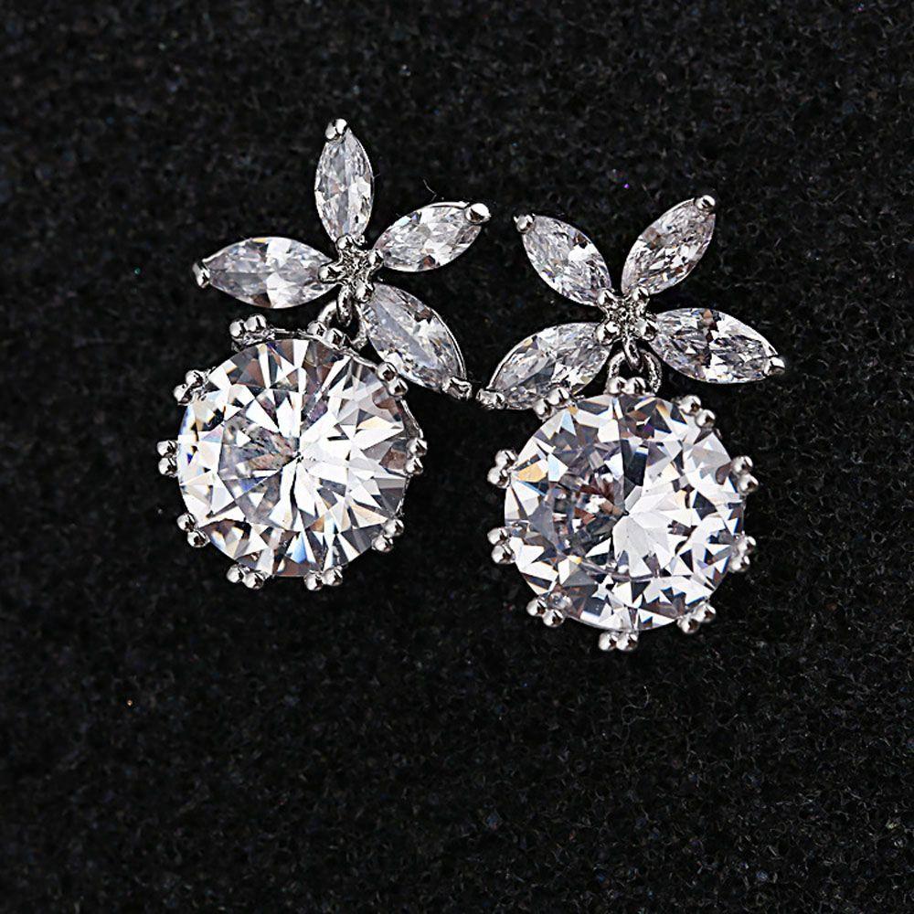 Needle Rhinestone Shiny Prevent Allergy Jewelry Dangle Drop Earrings Fashion Accessories Ear Studs
