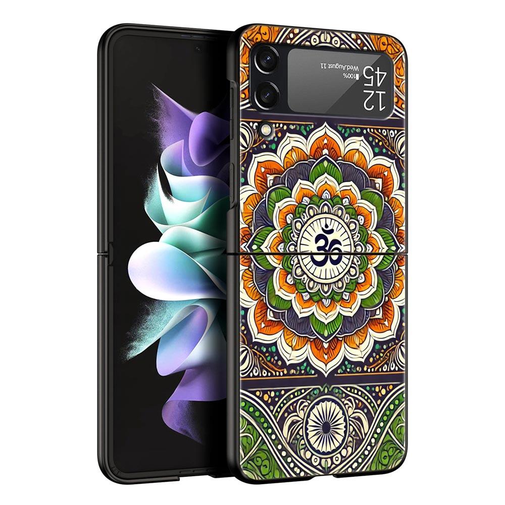 Чехол для телефона Samsung Galaxy Z Flip 7 6 5 4 с индийским узором мандала, жесткий ПК, черная крышка для Galaxy Z Flip3, складные Fundas, чехол