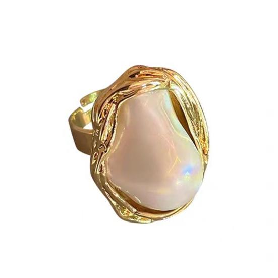 Elegant Irregular Faux Pearl Open Ring Exquisite Jewelry Finger Ring Banquet Party Accessories