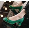 Модные женские туфли-лодочки на среднем каблуке 2025 лето французский стиль с открытой пяткой женские на толстом каблуке с квадратным носком Мэри Джейн черные зеленые Talon Femme