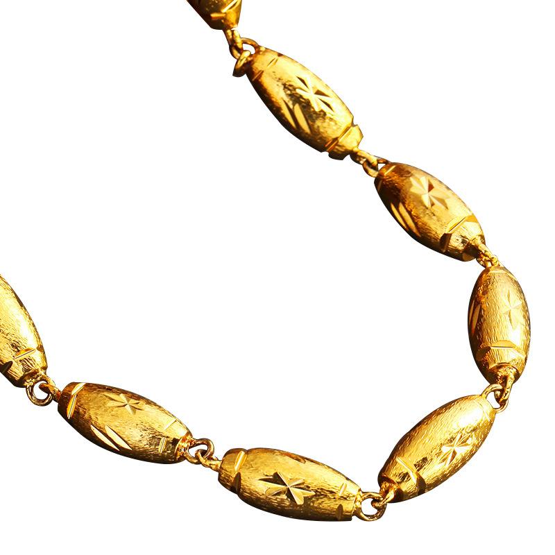 Позолоченная медь Цепочка-оливка из цельного золота Мужские аксессуары Ожерелье Ожерелье из вьетнамского песочного золота Подарок