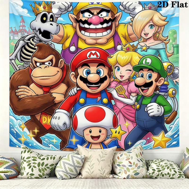 Super Mario Wall Tapestry Aesthetic Wall Hanging Printed Fabric Blanket Decorative Tapestries For Bedroom Living Room Home Decor