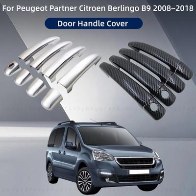 Для Peugeot Partner Citroen Berlingo B9 2008 2009 2010 2011-2018 Накладки на Ручки Дверей Декоративные Пластиковые Черные Карбон Автоаксессуары