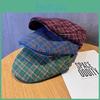 Vintage Checkered Pattern Hat With Breathable Cotton For Spring Summer Fashion