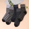 Men Striped Crew Socks Thickened Warm Ribbed Terry Socks Winter Thermal Casual Socks for Sports Daily Errands Work Wear