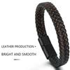 Мужской браслет-манжета из натуральной кожи, черный плетеный браслет, магнитные застежки из нержавеющей стали, наручный браслет, мужские аксессуары-браслеты