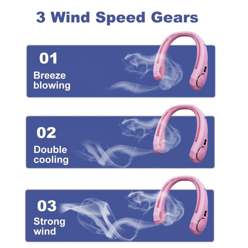 3 шестерни подвесной двойной охлаждающий вентилятор для шеи Mini USB портативный перезаряжаемый тихий вентилятор для путешествий на открытом воздухе в помещении вентилятор для шеи