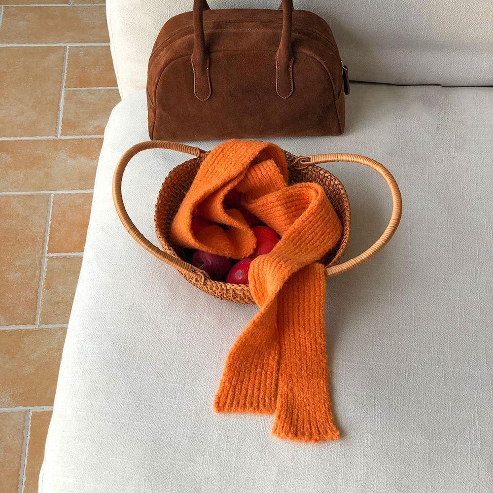 Универсальная однотонная шерстяная шаль Харадзюку Y2K вязаный шарф в корейском стиле сохраняет тепло длинные узкие шарфы для улицы