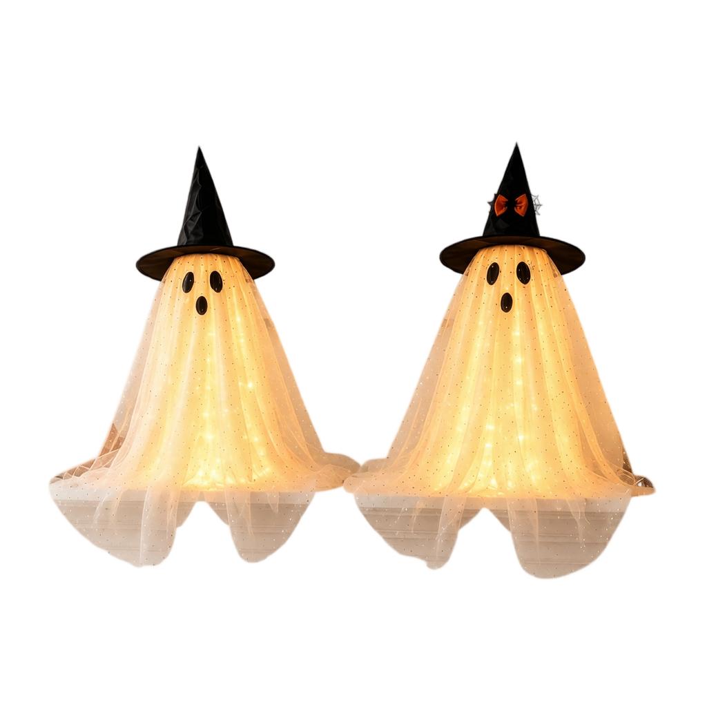 Halloween Decorations Set of 2 Glowing Hat and Standing for Indoor Outdoor Party Porch Decor (60cm)