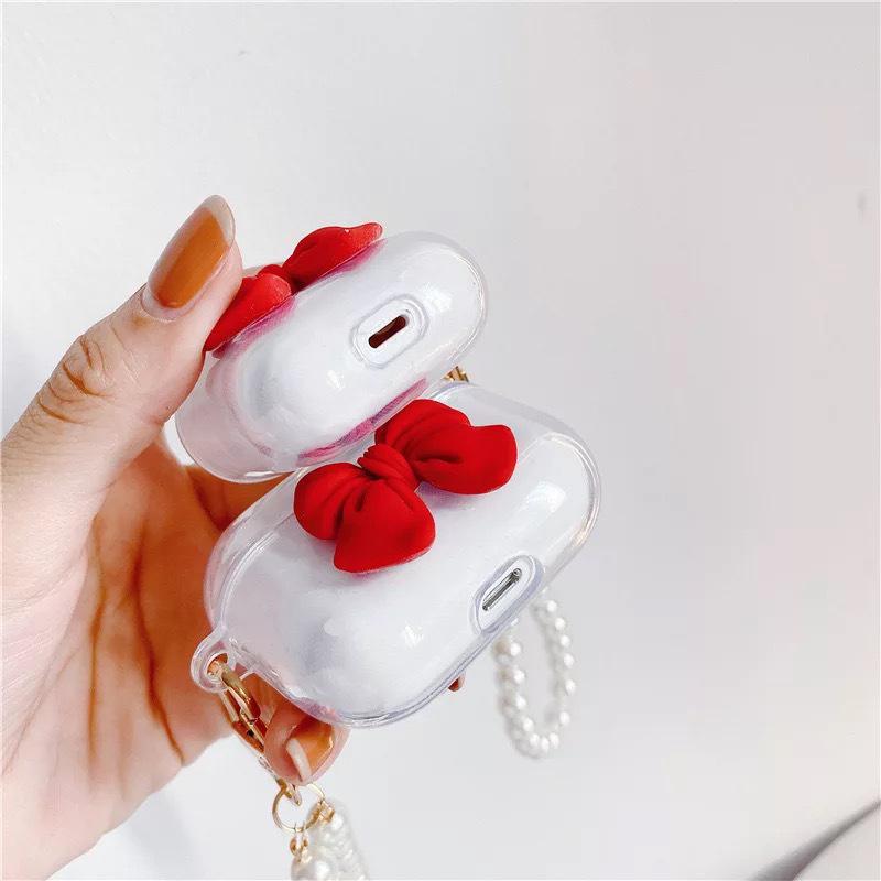 Прозрачный Защитный Чехол для Airpods ТПУ Креативный Бант Чехол для Наушников Airpodspro 1/2 Поколения Универсальный
