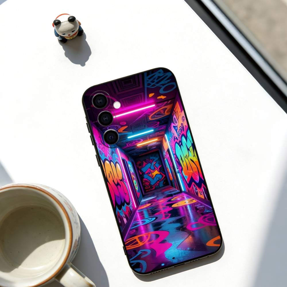 Чехол для телефона с граффити-артом для Samsung Galaxy A73, A72, A71, A70, A53, A52, A51, Мягкий силиконовый черный чехол