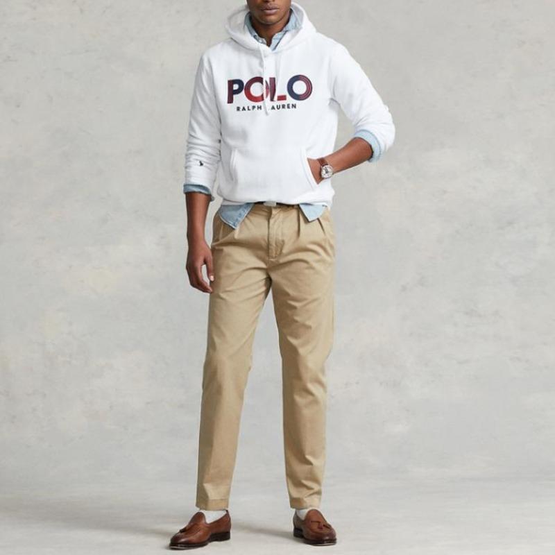 Ralph Lauren Мужская толстовка с круглым вырезом и принтом логотипа, на шнурке, белая MNPOKNI16821937-100