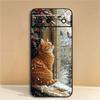 Милая мультяшная кошка Иллюстрация Чехол для телефона Для Google Pixel 10 9a 9 8A 8 7 7A 6 6A Pro XL 2024 5G Черный Мягкий ТПУ Силикон