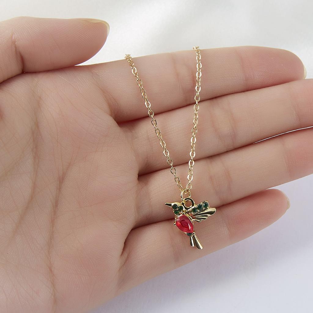 Vintage Crystal Animal Hummingbird Necklaces Fashion Luxury Gold Color Clavicle Chain Birds Necklaces & Pendants with Paper Card