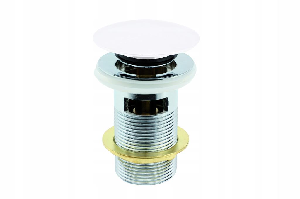 White Click-Clack Washbasin Drain Plug with Overflow 1 1/4