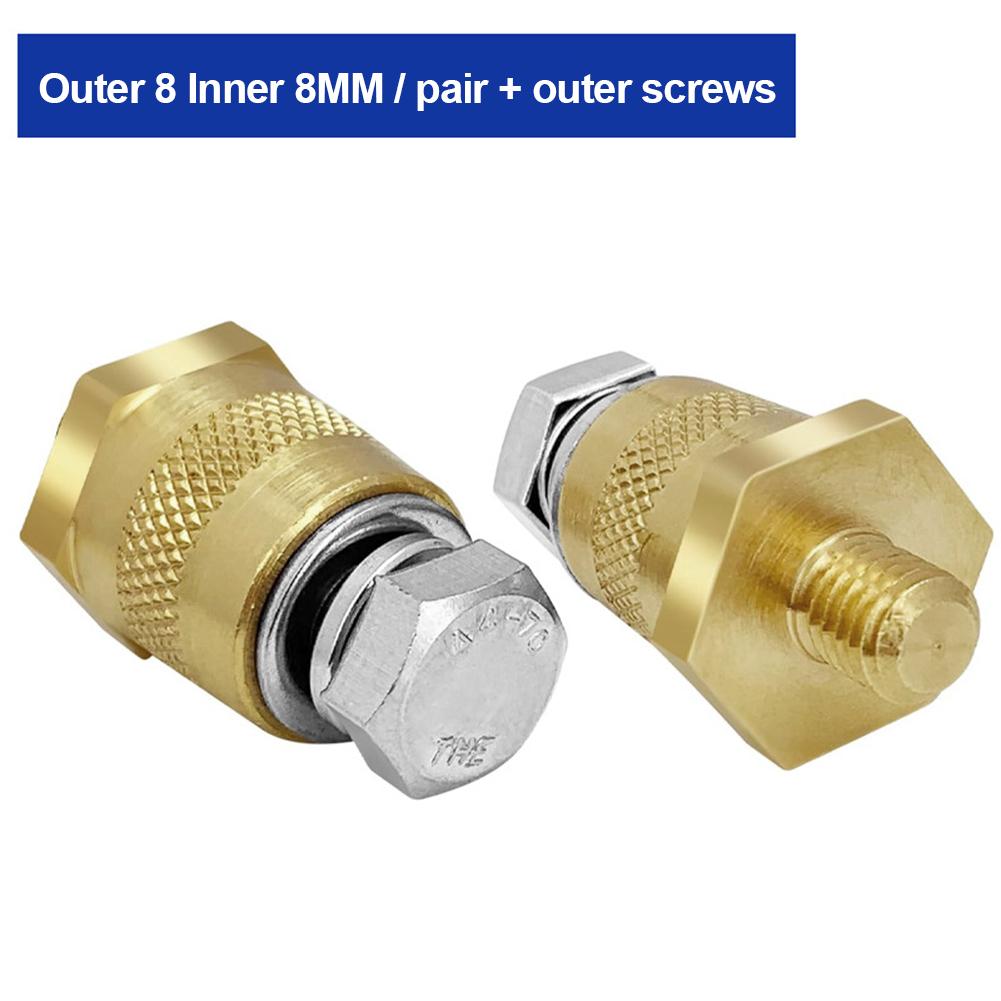 2X M6 M8 Thread Positive Negative Battery Post Connector Terminal Adapter Battery Pole Adapter Brass Battery Terminal Connector