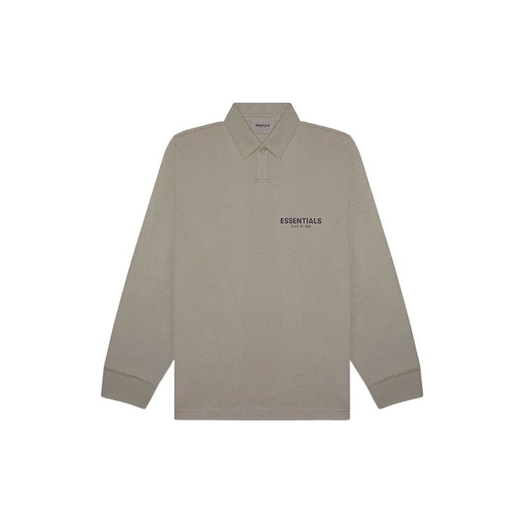 Fear of God Essentials Поло с длинным рукавом FW20 с логотипом-буквой Унисекс Топы Тауп FOG-FW20-355
