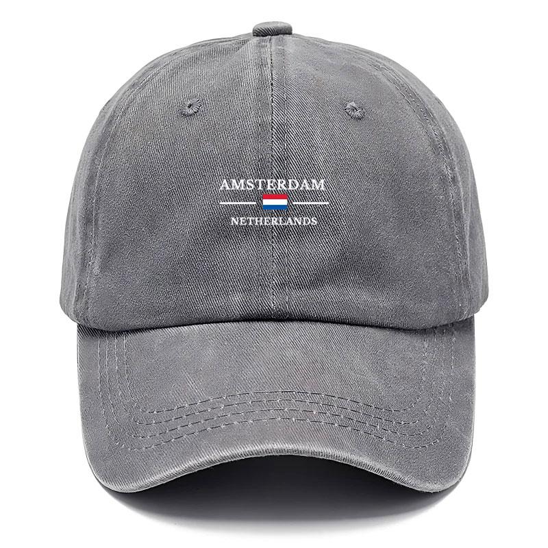 Кепка для бейсбола Винтажная Потертая Туристический сувенир Регулируемая Snapback Кепка Для Мужчин и Женщин Нидерланды Туристический Подарок Амстердам Стиранный Хлопок