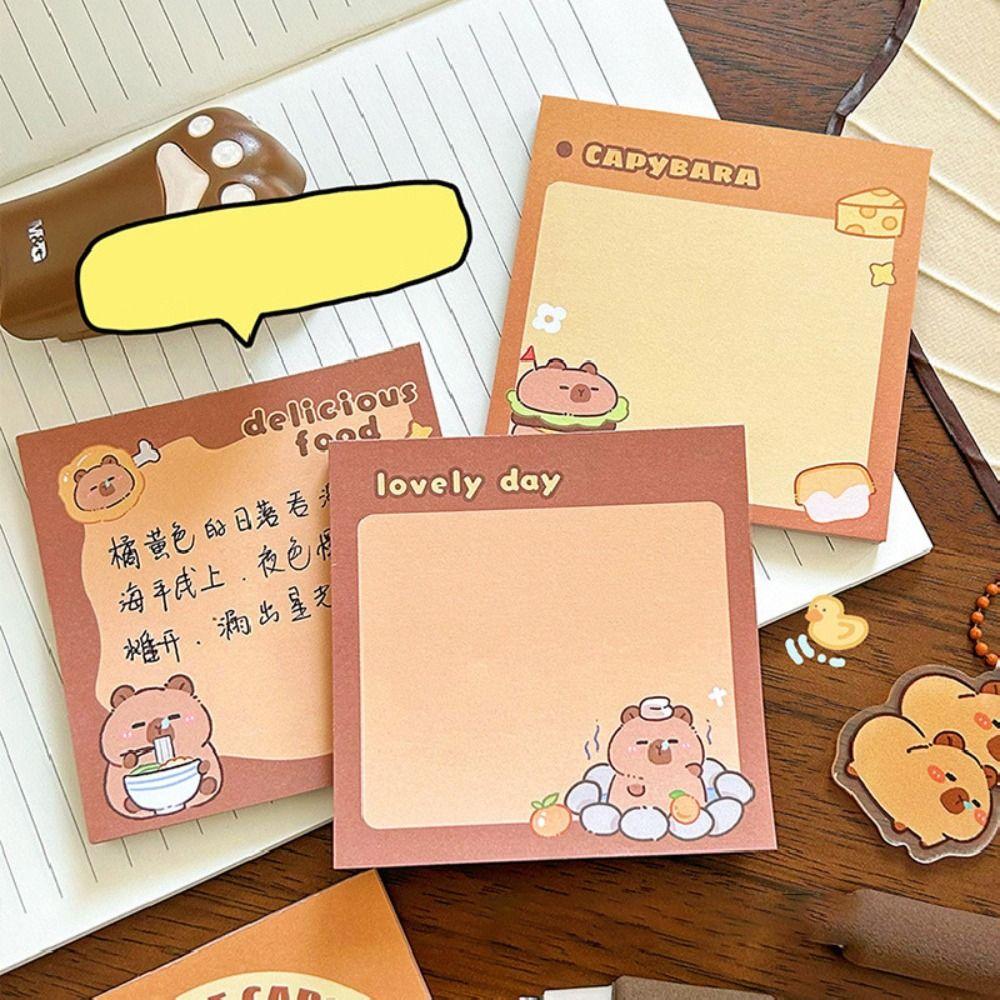 50 листов Креативный блокнот для заметок с капибарой Каваий Мультяшные заметки для сообщений N-раз Липкие заметки Студент