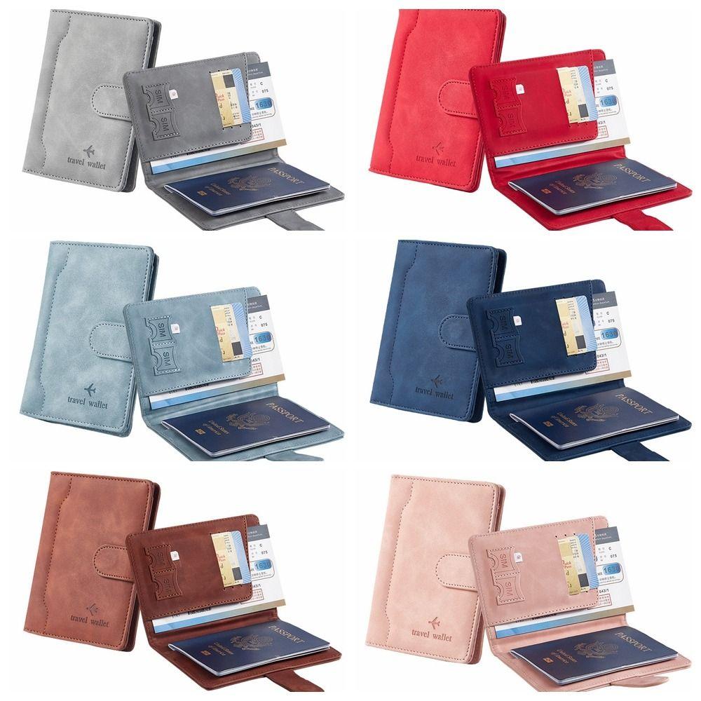 Multifunction Passport Cover with SIM Card Slots Flight Ticket Clip Leather Passport Holder  Travel