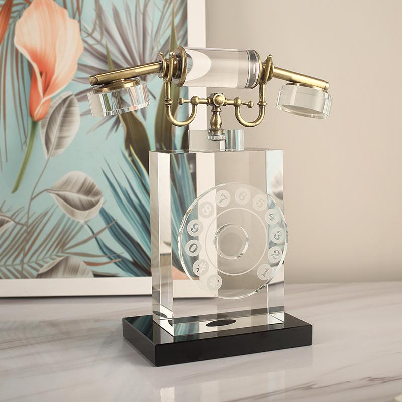 Modern Light Luxury Creative Retro Crystal Phone Props Model Room Sales Office Sales Center Desktop Decoration Ornaments