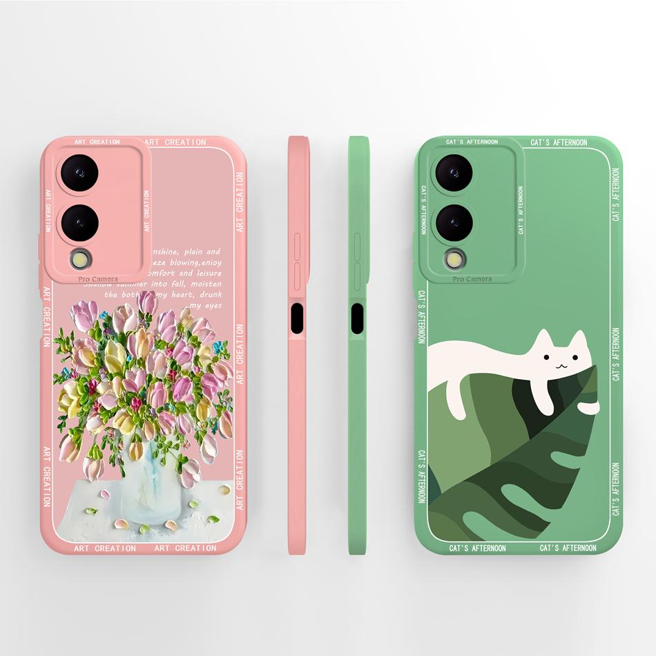 For Vivo Y17S Case Artistic Phone Cover Camera Protection Anti Choc Soft Liquid Silicone Bumper For VivoY17S Y 17S Back Cover