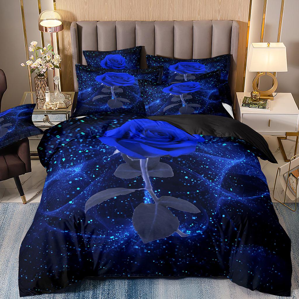 Красная Роза 3D Цветочный Пододеяльник Комплект постельного белья Цветочное Постельное Белье Двуспальная Простыня Одеяло Летнее Одеяло Королевский Размер