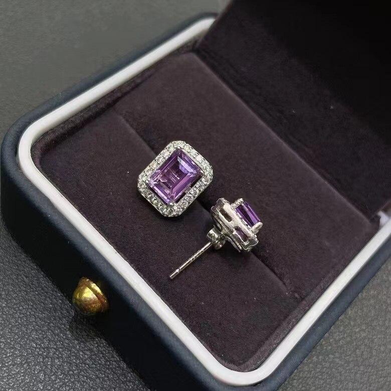 Красивые простые серьги-гвоздики из серебра 925 пробы с гранатом для женщин, ювелирные изделия, размер 4x6 мм, прямоугольный, 100% натуральный драгоценный камень, повседневная одежда, подарок на вечеринку
