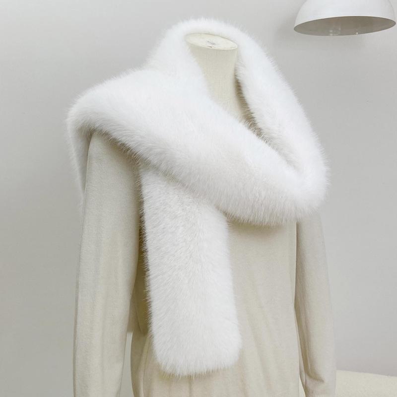 Winter Versatile Imitation Fox Hair Scarve Imitation Fur Long Scarve Fashion High-Class Sense Of Women's Scarve Padded Thickened Warm Scarve