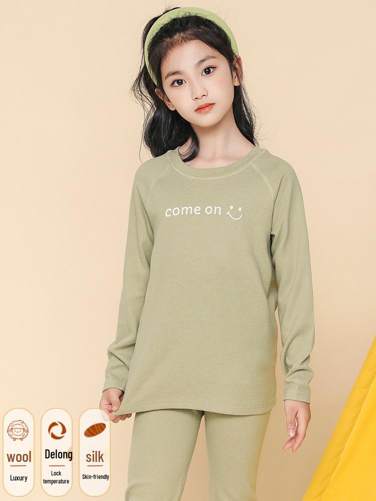 Девочки, утолщенный велюровый пижамный комплект: Теплая осенне-зимняя пижама для подростков и детей