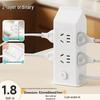 Vertical Multi-Functional Power Strip with USB Charging, Individual Switches, and Extension Cord