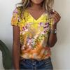 Новые летние футболки с 3D-принтом масляной живописи с цветочным узором, женские футболки с V-образным вырезом, уличная одежда Харадзюку, футболки оверсайз, женская одежда