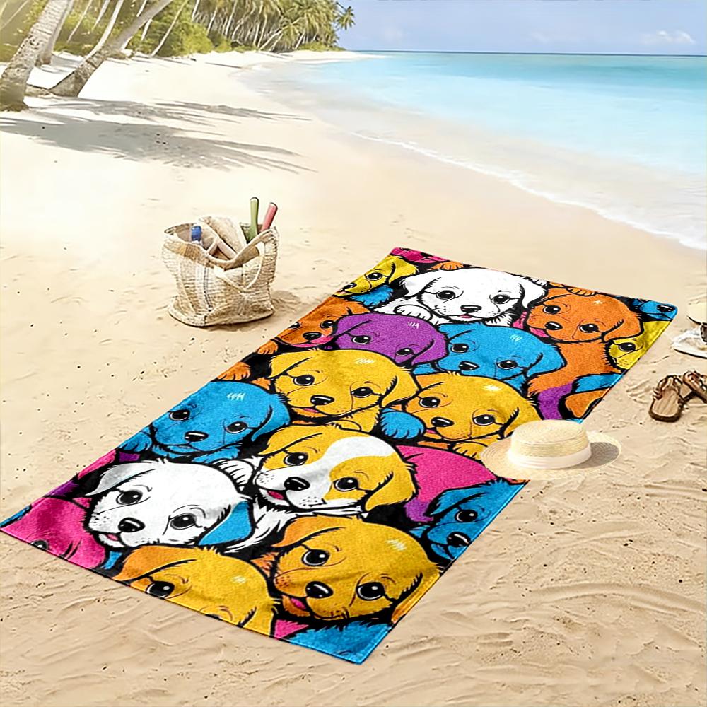 Colorful Cartoon Puppy Pattern Design Beach towel quick-drying for travel outdoor sports jogging beach and swimming