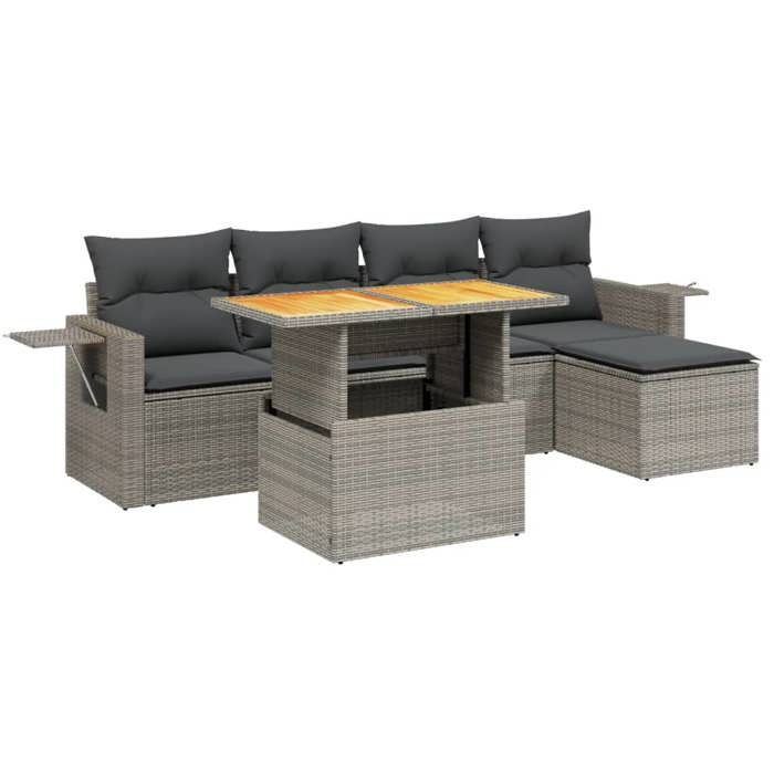VidaXL Salon de Jardin avec Coussins 6 pcs, Canapés de Terrasse, Ensemble de Meubles de Patio, Mobilier d'Extérieur, Gris 3271732