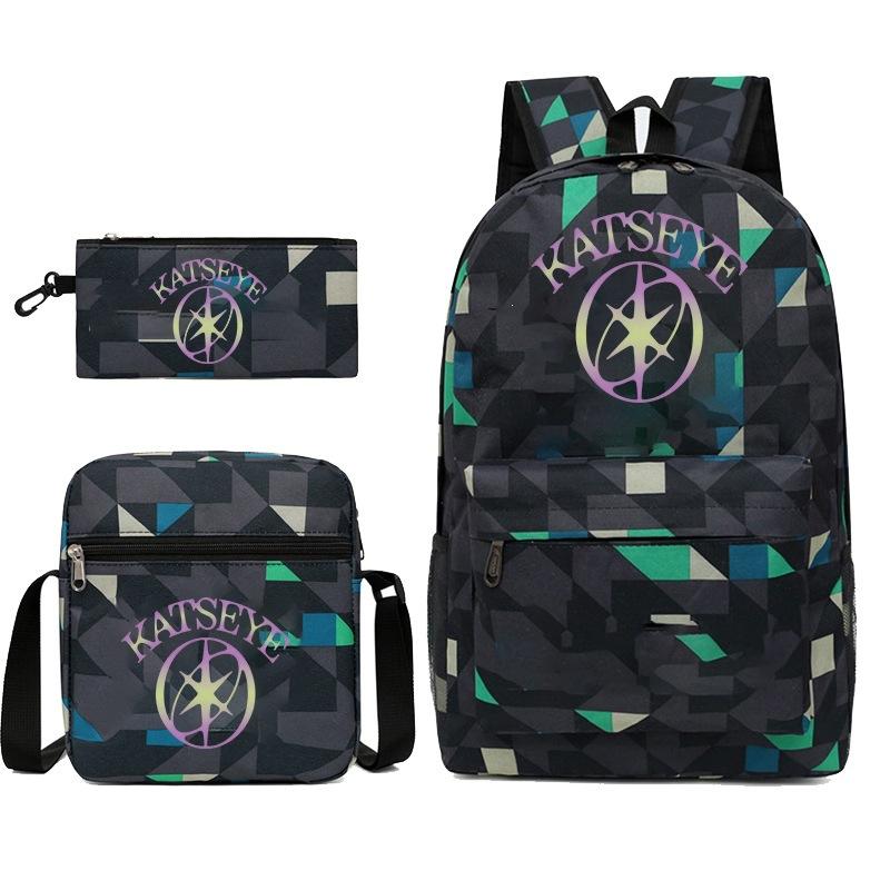 Katseye K-Pop Print Backpack Shoulder Bag Pencil Case 3-Piece Set Multi-functional School Travel Set