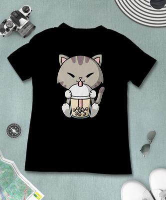 Boba Milk Tea Cat T-Shirt, Funny Boba Milk Tea Shirt, Bubble Tea T-Shirt, Kawaii Japanese Anime Gift