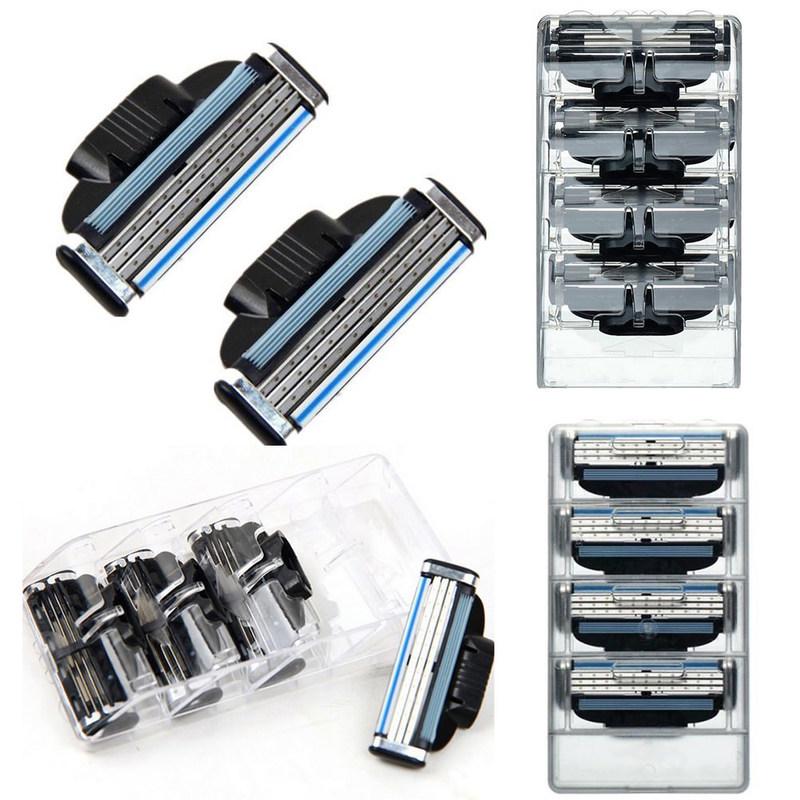 4Pcs Compatible MACH Manual Three-layer Razor Blade Shaver for Men's Razors Tool Holders