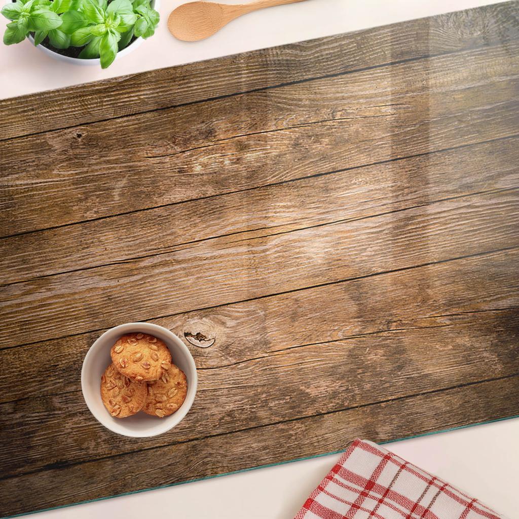 Kitchen Multifunctional Decorative Board Tempered Glass Wood 80x52 cm