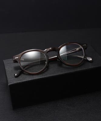 Lingkeonpeuleim Buffalo Horn Round Acetate Eyeglass Frames Brown