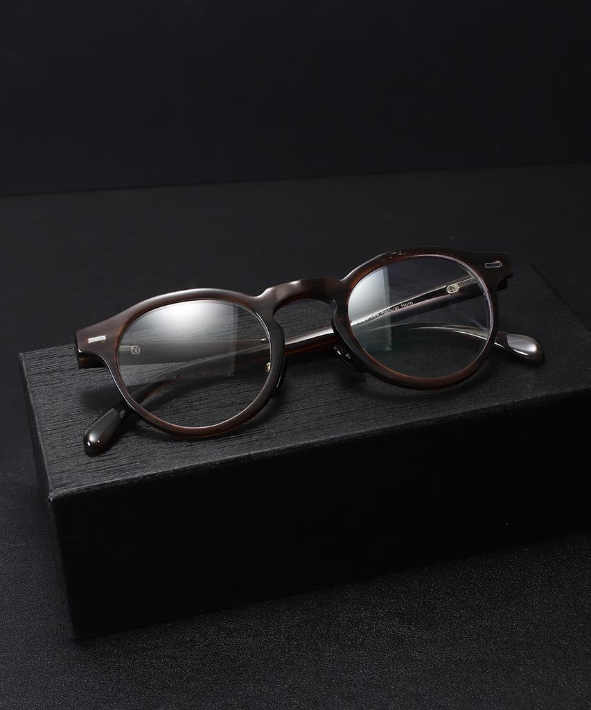 Lingkeonpeuleim Buffalo Horn Round Acetate Eyeglass Frames Brown