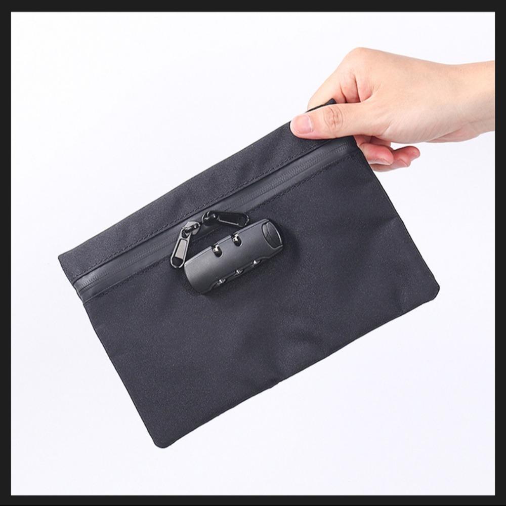 Black Money Bag With Lock Portable Document Bag Durable Security Bag for Cash  Travel