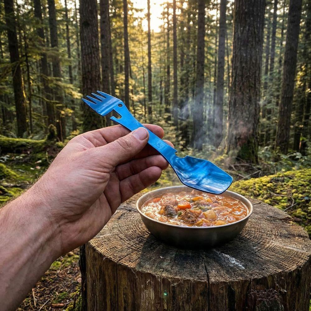 Premium Spork Fork Spoon Stainless Steel Blades Wrench Bottle Opener Wrench Picnic