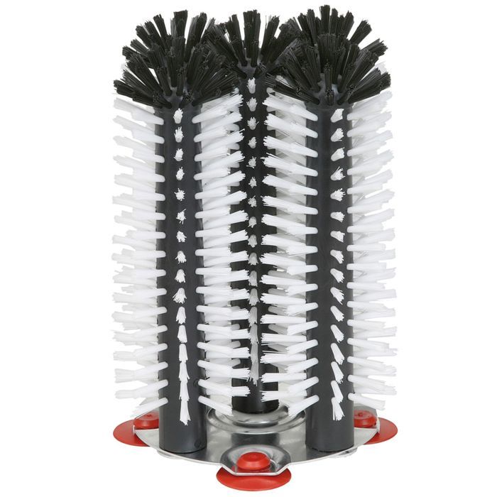 Ensemble brosses lavage verres - ICH-ZAPFE - Delfin - 5 brosses 25 cm - plaque métal - 4 ventouses