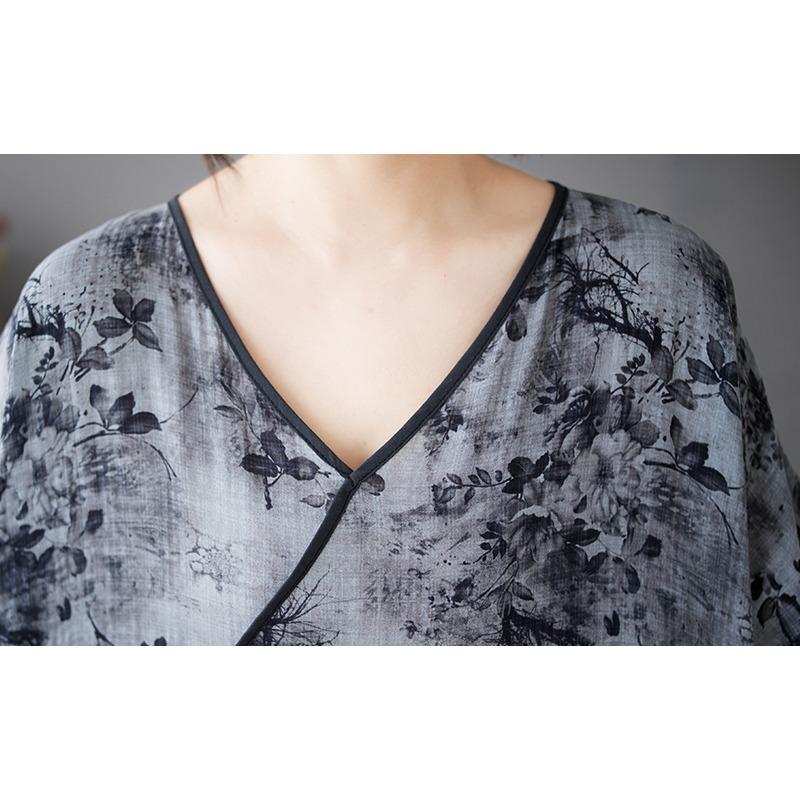 DIMANAF 2025 Летнее женское базовое платье больших размеров Винтажный принт Повседневное Свободное Составное Длинное платье Макси