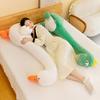 Cute dinosaur long throw pillow girl bed side sleeping cuddle pinch legs big white goose long neck animal plush toy