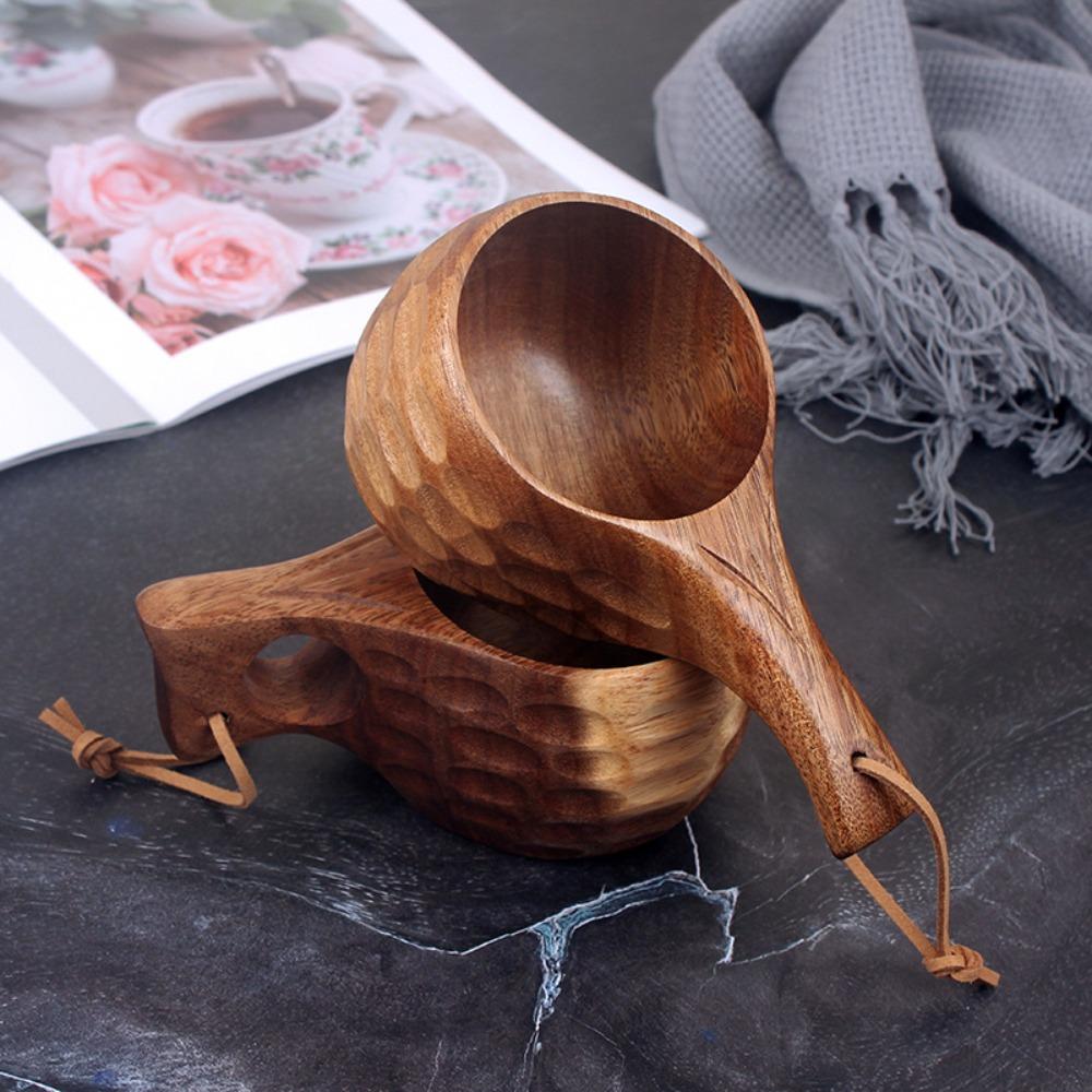 Wood Breakfast Cup Camping Handy Cup Acacia Wood Milk Cup Water Cup Breakfast Cup Turtle Shell