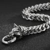 Мужской браслет Viking с двойной головой дракона и волка, ширина 8 мм, матовая нержавеющая сталь, мужская цепочка с звеньями Франко, мужские браслеты в стиле панк